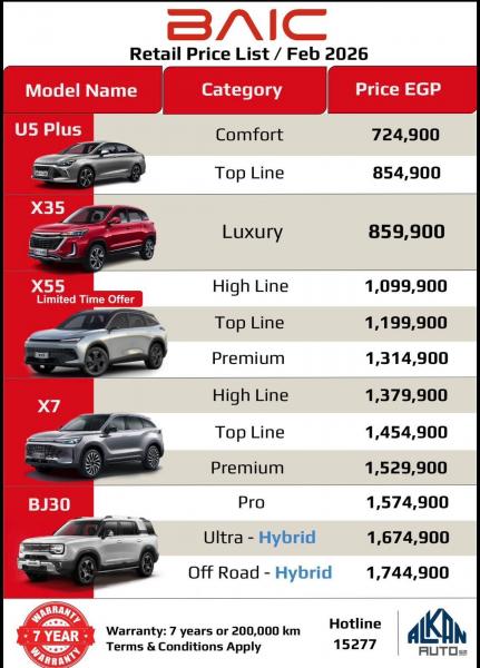 تعرف على أحدث قائمة سعرية لسيارات ”بايك” فى مصر بعد طرح ”X35” الجديدة بسعر تنافسى