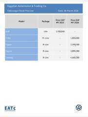 تعرف على.. أحدث قائمة سعرية لسيارات ”فولكس فاجن” فى السوق المصرية