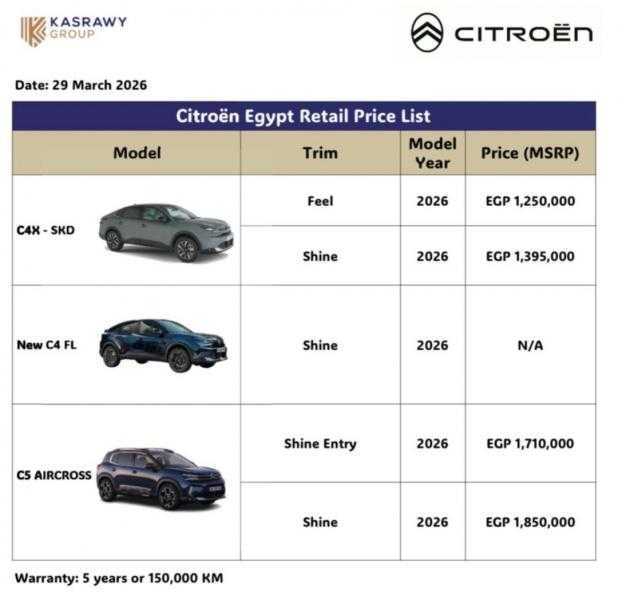 تعرف على..  أحدث قائمة سعرية لسيارات ”ستروين” فى السوق المصرية