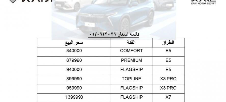 تعرف على..  أحدث قائمة سعرية لسيارات ”كايى” فى السوق المصرية