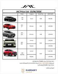 ”قصراوي جروب” تعلن أحدث قائمة سعرية لسيارات ”JAC” فى مصر