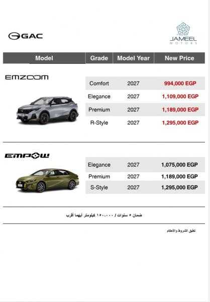 تعرف على.. أحدث قائمة سعرية لسيارات ”GAC” فى السوق المصرية